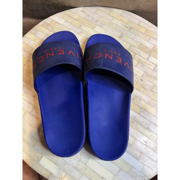 Givenchy Paris Logo Pool Slides in the Electric Blue and Red colorway main image 6